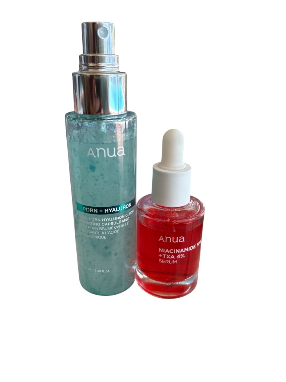 ANUA open box PDRN Hyaluron capsule mist and Niacinmide 10% + TXA 4% serum